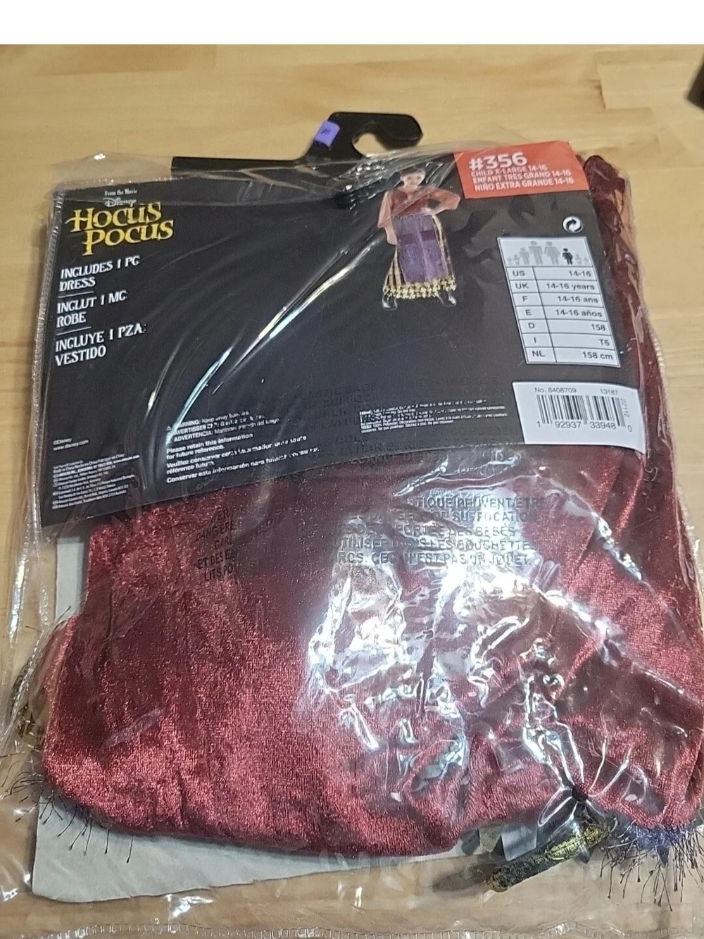 Girls Mary Sanderson Halloween Costume - Disney Hocus Pocus Size XL 14-16 #4010
